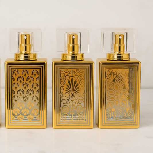 50ML GOLD FANCY SQUARE SCREW BOTTLE